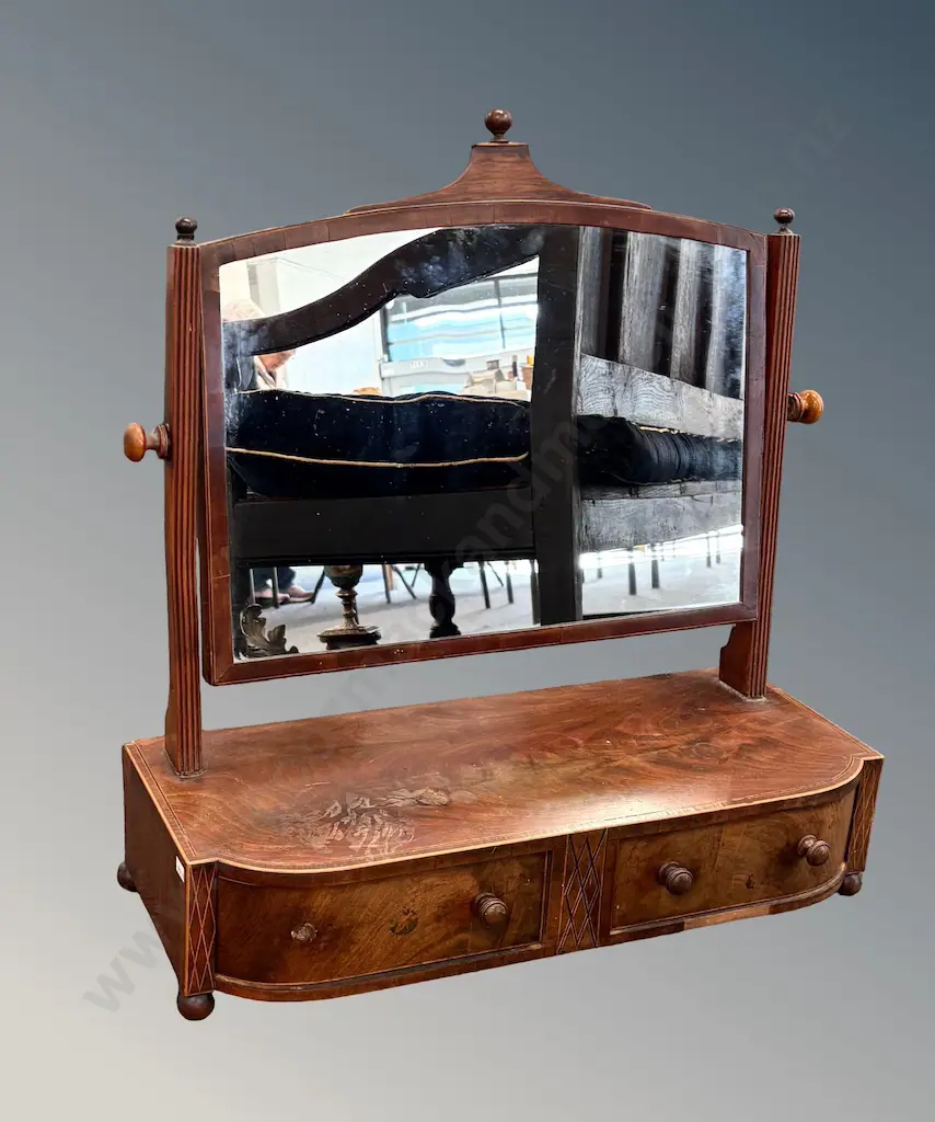 Flame Mahogany Dressing Table Cheval Mirror with 2 Drawers, H62xL64cm.AF Image 1++