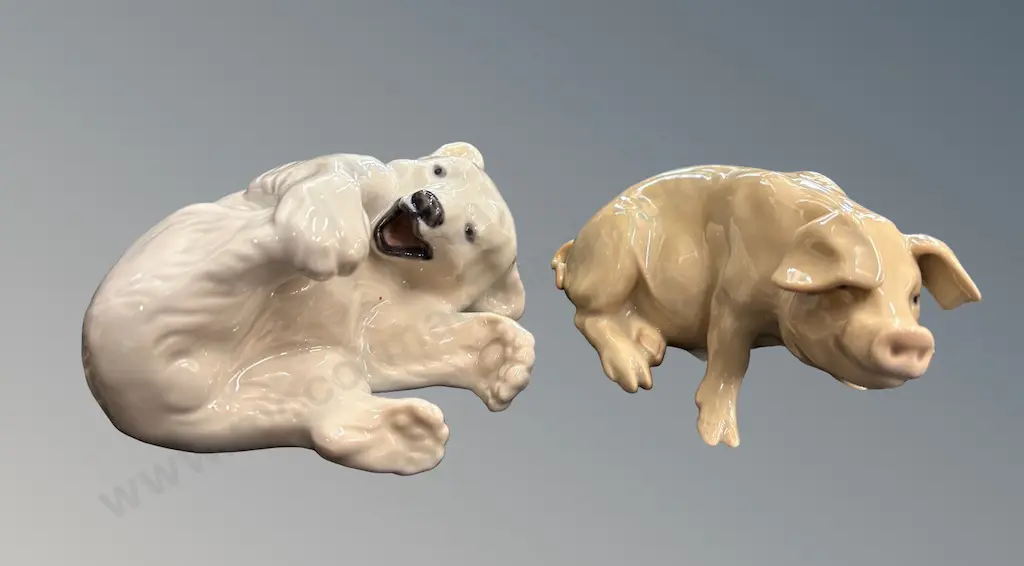 Royal Copenhagen Polar Bear and Pig, L12cm each Image 1++
