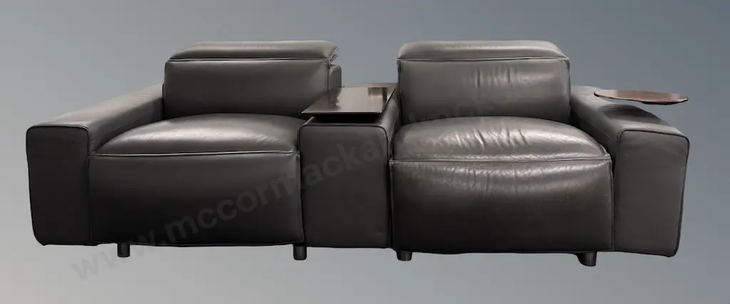 King Cloud II Leather Reclining Two Seater Electric Sofa with Wireless Charging Table, Side Table & Reading Light Image 1++