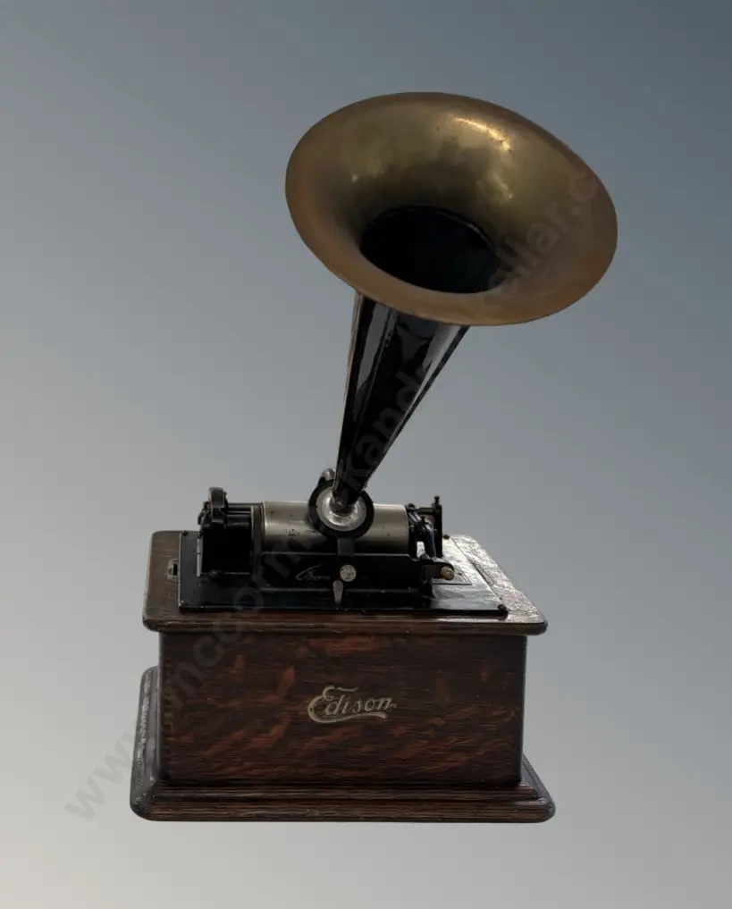 Oak Cased Edison Standard B Phonograph L32cm Image 1++