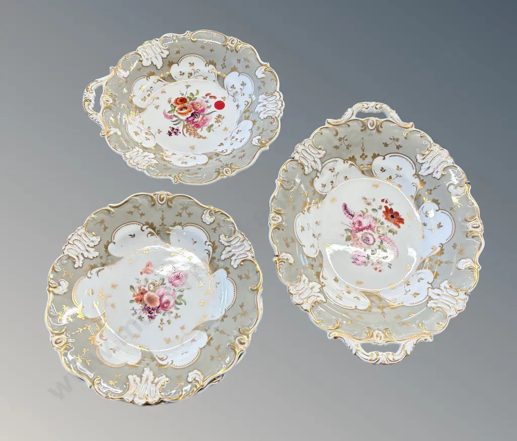 Set of Five Minton Gilt and Floral Cake Plates and Sandwich Plate Image 1++