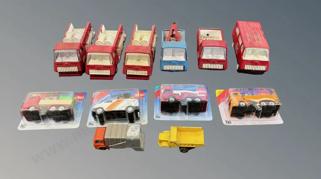 Collection of Tonka Trucks, Fire Chief Van, Boxed Siku, Matchbox & Lesney Trucks Image 1++