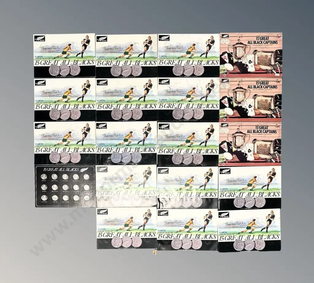 Caltex Medal Collections of Great All Blacks Captains and Great All Blacks Albums plus Nine Bags of Coins Image 1++