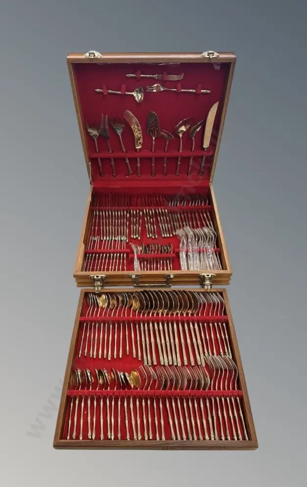 Solid Nikelbronze Gold Plated 12 Place Cutlery Canteen - 144 Pieces Image 1++