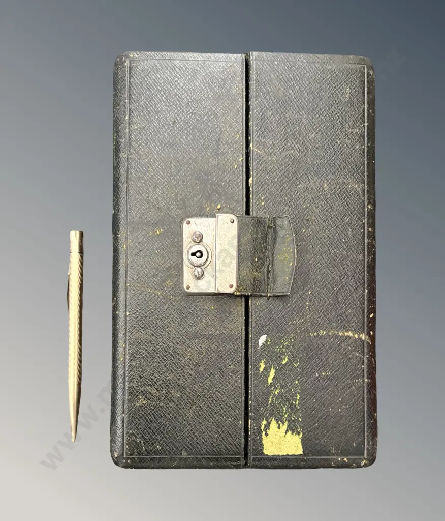 Silk and Velvet Lined Leather Jewellery Case, Gold Filled Sheaffer's Pencil Image 1++