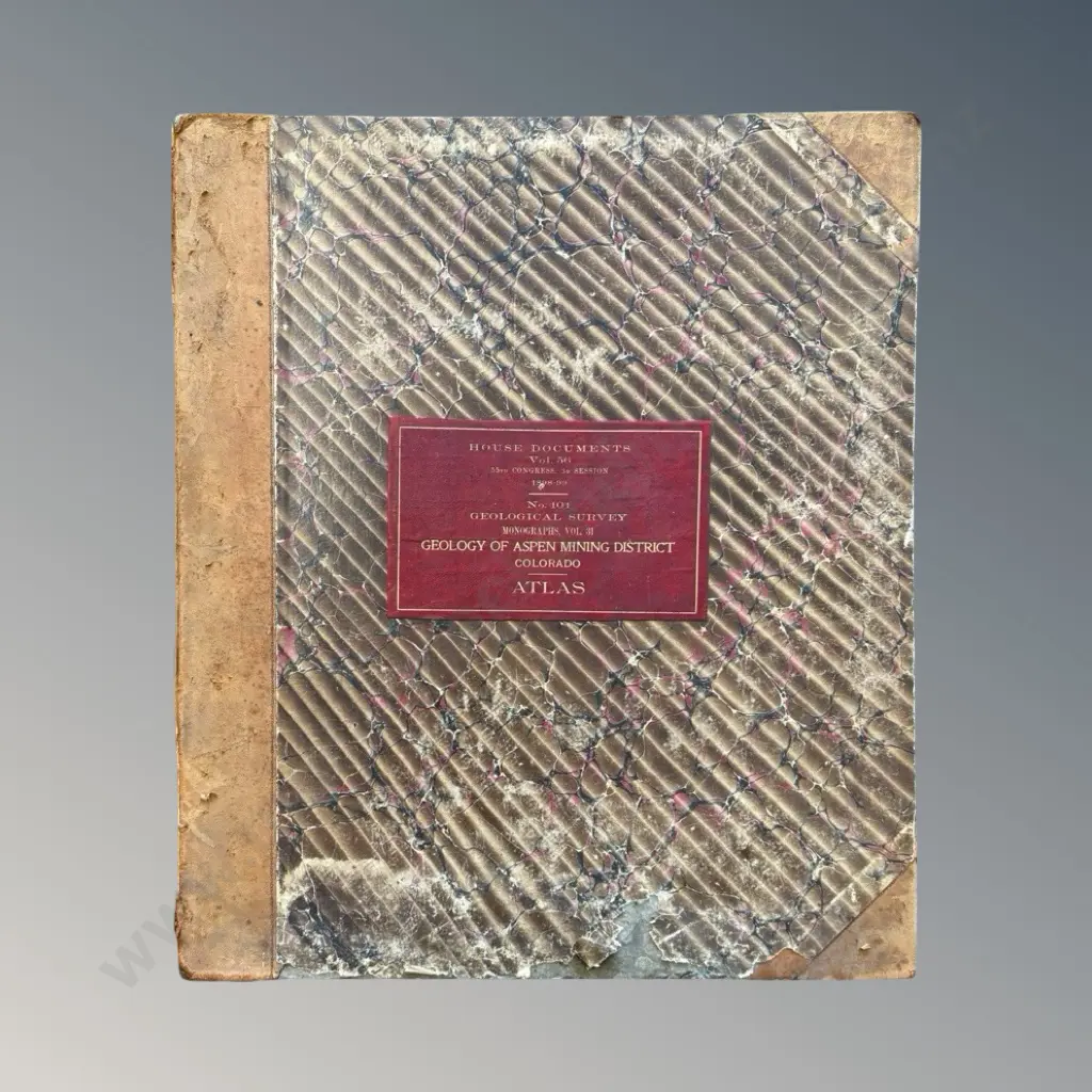 Early Leather Bound Book - Geology of Aspen Mining District, Colorado Image 1++