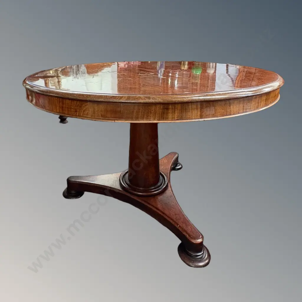 Mahogany Loo Table on Three Point Trumpet Base D103xH73cm Image 1++