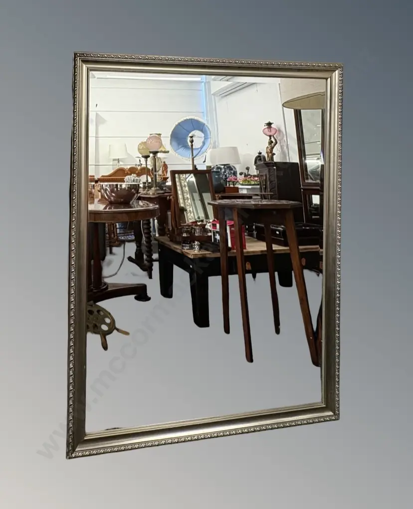 Silver Decoratively Framed, Beveled Edged Wall Mirror, H134xW103cm Image 1++