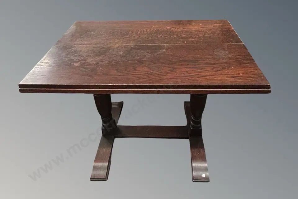 Oak Side Table on Refectory Base, L99xW54xH77cm Image 1++