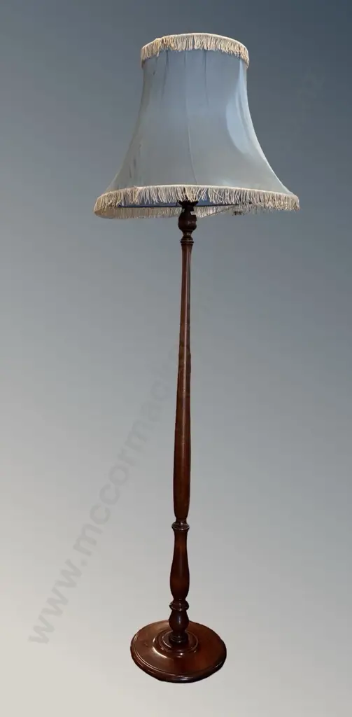 Mahogany Standard Lamp and Shade Image 1++