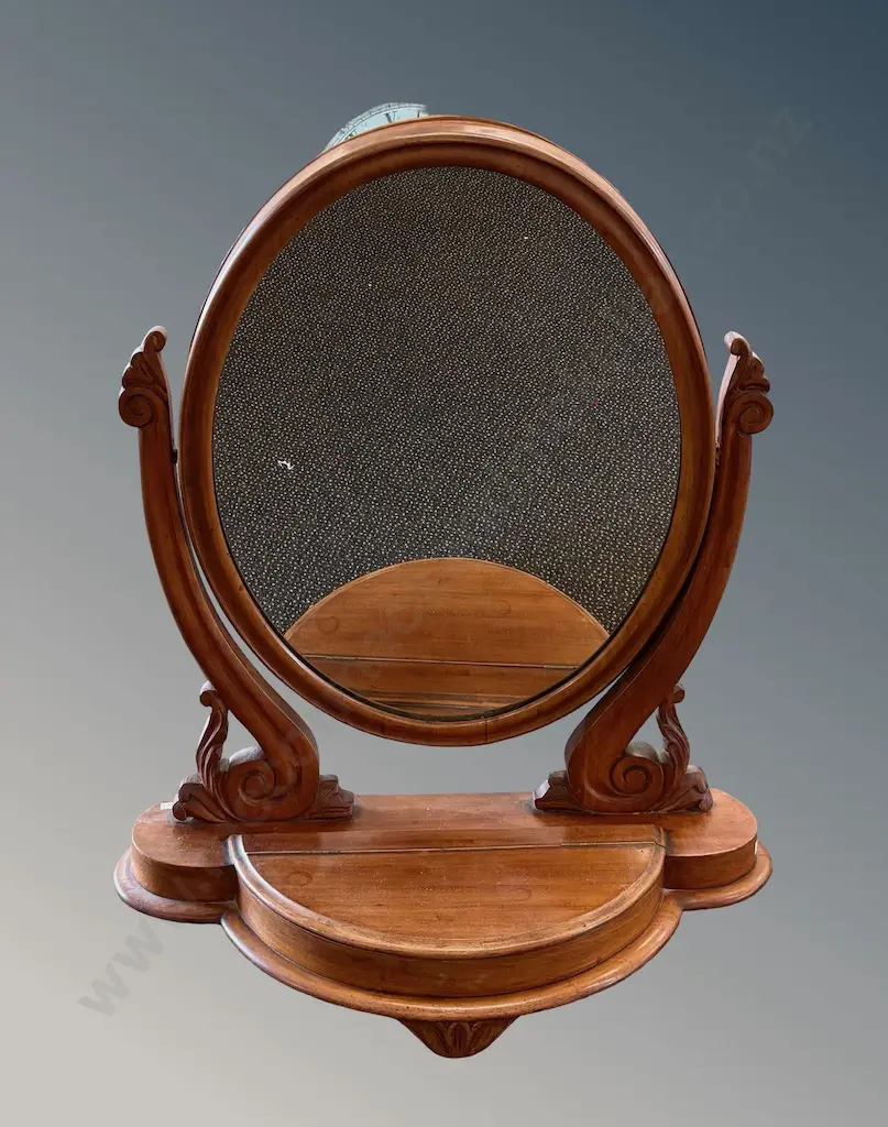 Mahogany Dressing Table Cheval Mirror with Lidded Compartment, H62xL70cm Image 1++