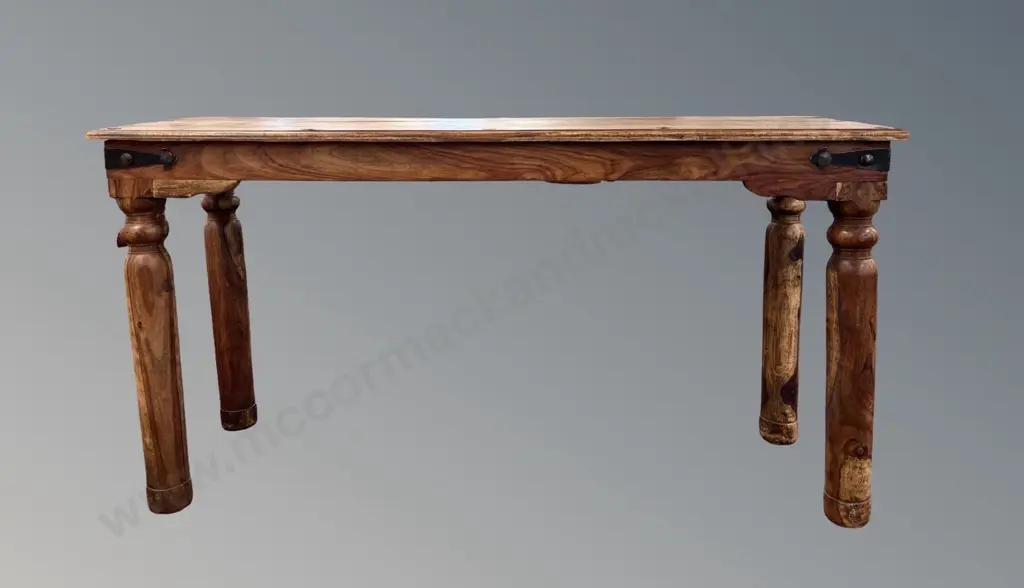 Teak Console Table with Brass Rivets and Detailing L137xH72xD46cm Image 1++