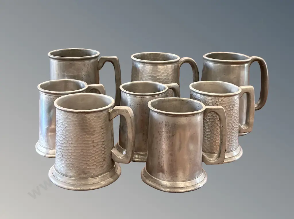 Eight Assorted Pewter Tankards H12-10cm Image 1++
