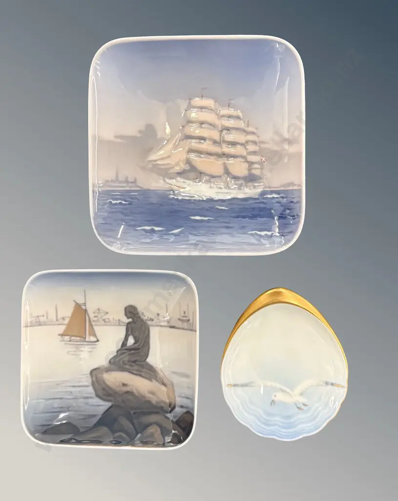 Royal Copenhagen Dishes - Mermaid, Sailing Ship & Seagull, D9-12cm Image 1++