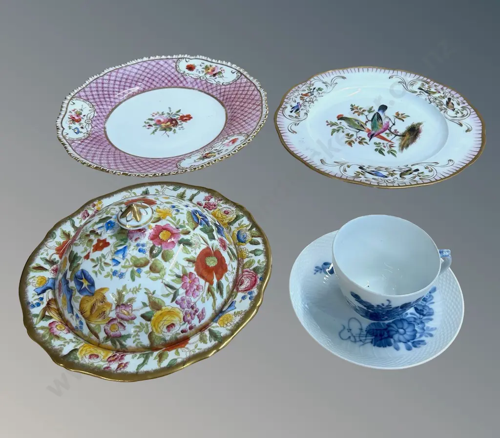 Hammersley Summertimes Pattern Covered Dish, Copenhagen Cup and Saucer, Dresden Plate and 1 other Image 1++