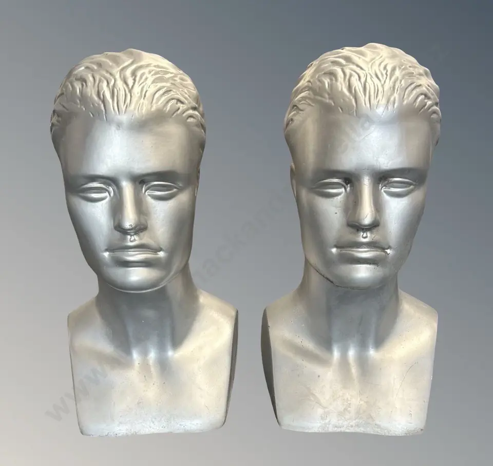 Pair of Silver Male Busts H42cm Image 1++