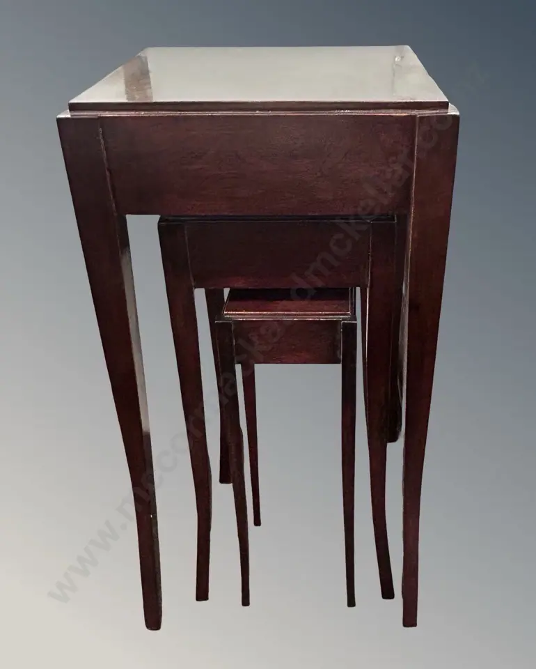 Mahogany Nest of Three Tables on Sabre Legs H49-71cm, W37cm Image 1++