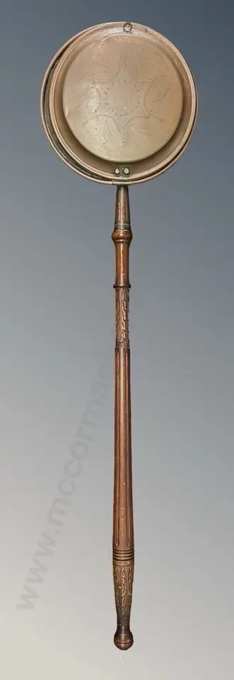 Brass Bed Warmer with Wooden Handle Image 1++
