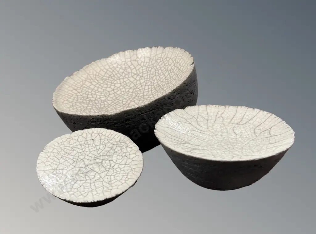Three Rick Rudd Pottery Forms, AF larger piece, D10-21.5cm Image 1++