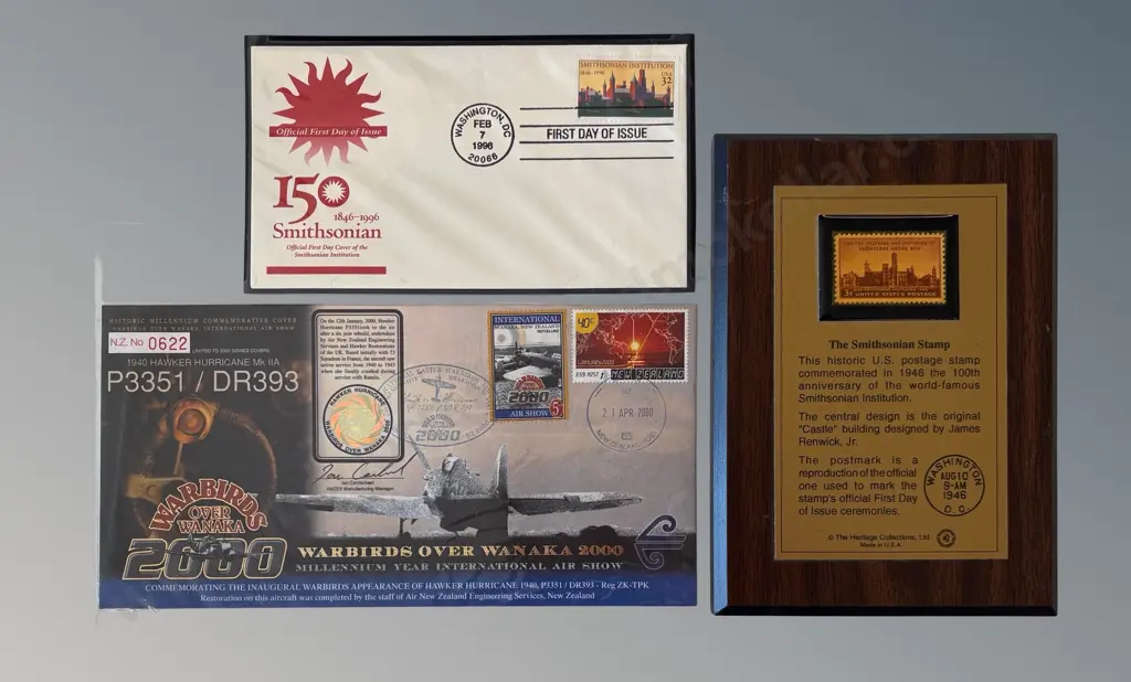 100th Anniversary Smithsonian Stamp, 150th first Day Cover and Warbirds Over Wanaka Hawker Hurricane Commerative Cover Image 1++