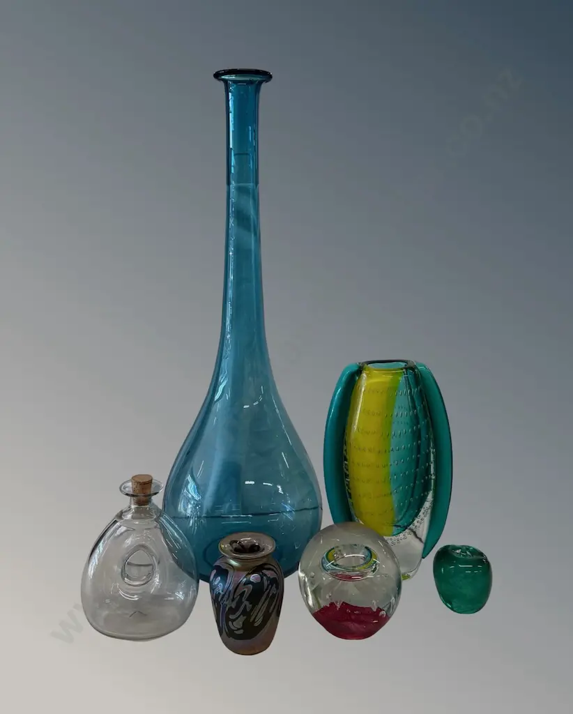 Collection of Art Glass Vases, Paperweights and Hoglund Glass Objects, (chip to Apple Stem) Image 1++