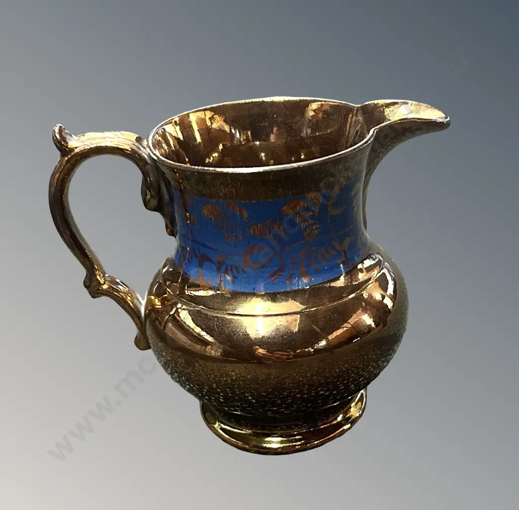 Allertons Lustre Brown and Blue Jug Image 1++