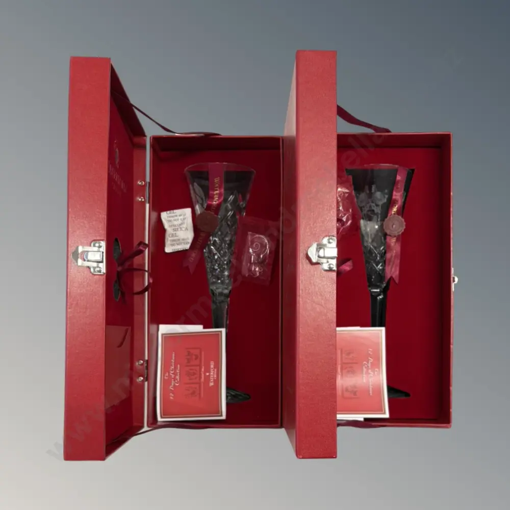 Two boxed Waterford Crystal Stemmed Glasses, Lismore Pattern from the 12 Days of Christmas Collection, H26cm Image 1++