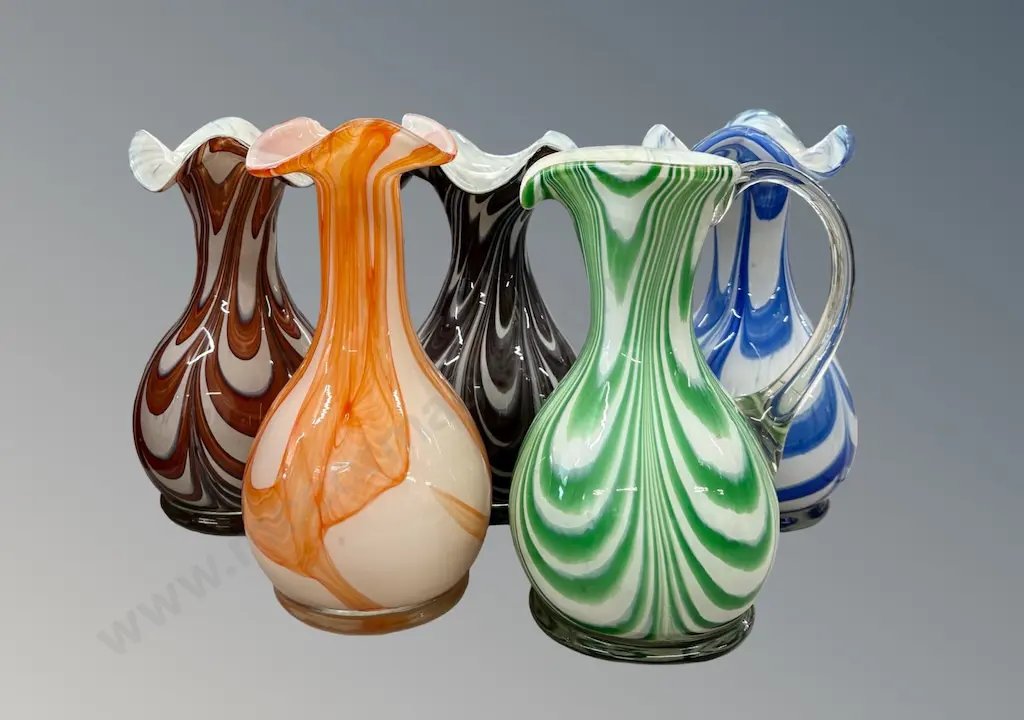 Collection of Swirl Glass Vases and Jugs, H20cm Image 1++