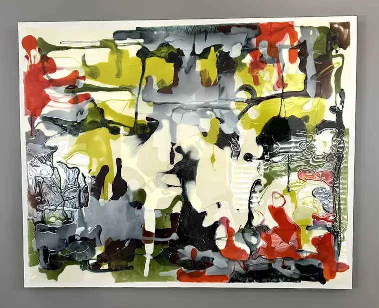 Rachel Rush - Abstract, resin and oil on canvas, 121x150cm Image 1++