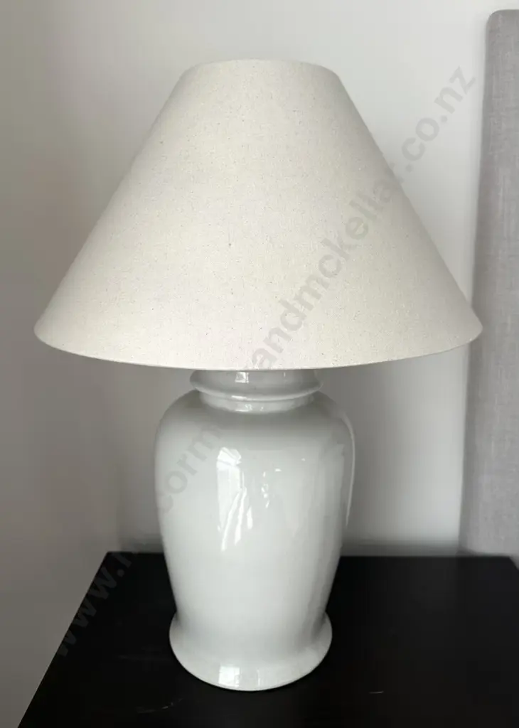 White Porcelain Table Lamp and Shade H67cm Image 1++
