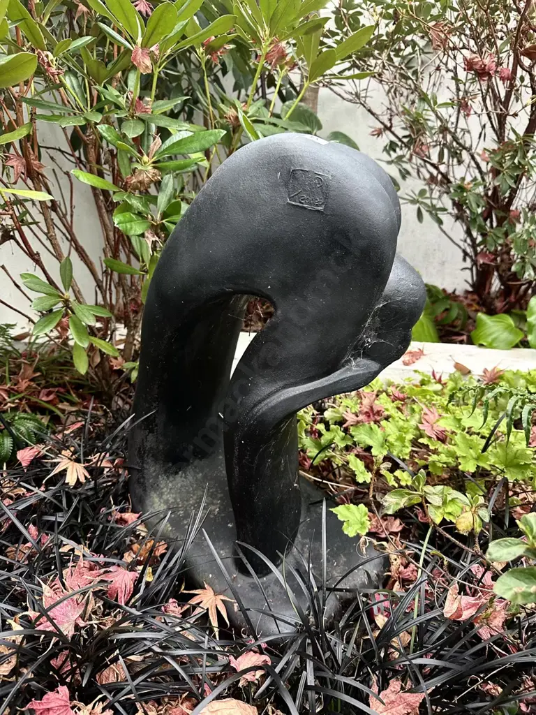 Black Henry Moore Style Garden Sculpture H66cm Image 1++