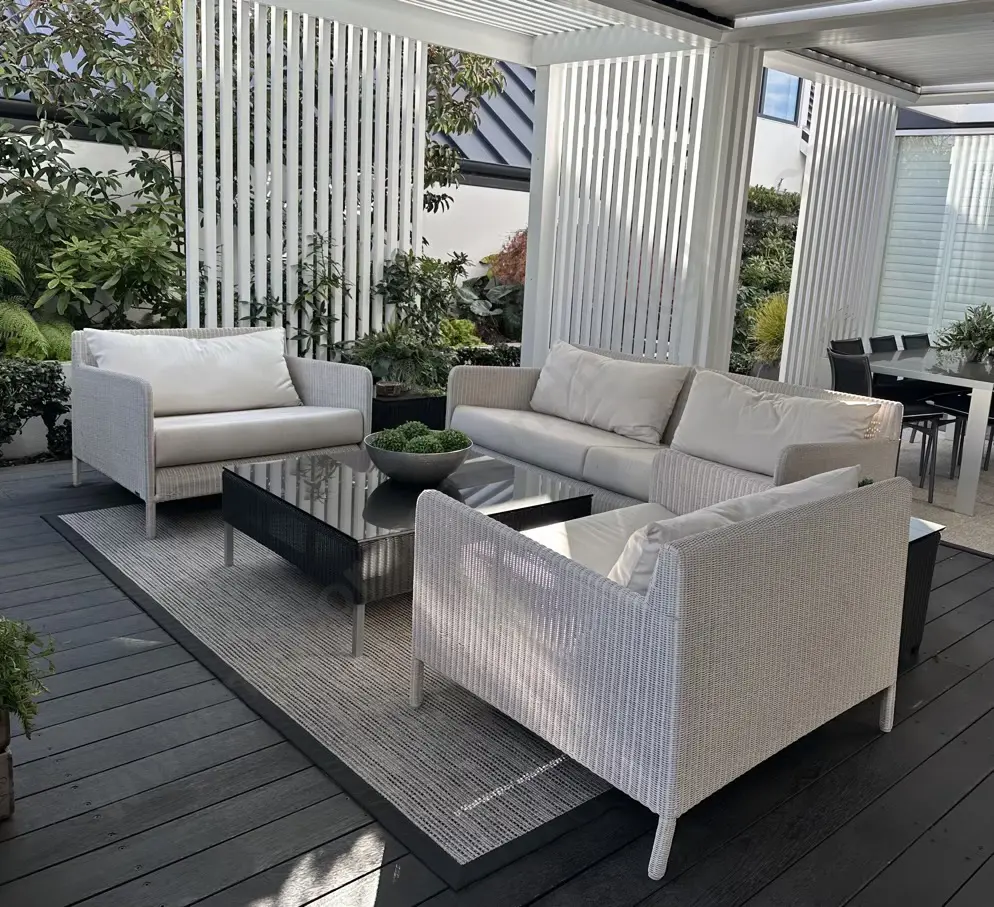 Outdoor Woven Mat - Grey and Black Tones 298x199cm Image 1++