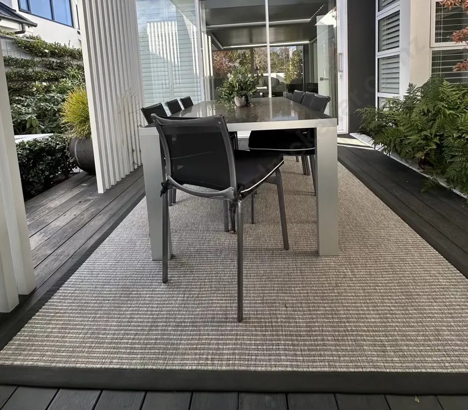 Outdoor Woven Mat - Grey and Black Tones 298x199cm Image 1++