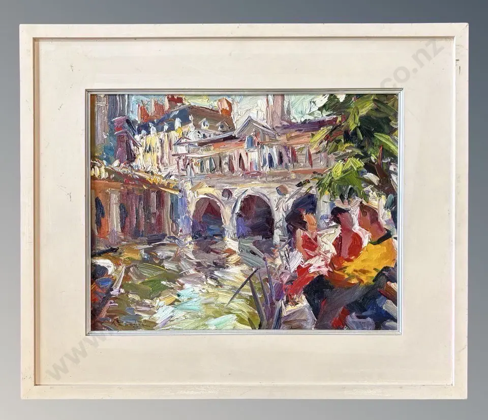 John Badcock - Pulteney Bridge, Bath, England, oil on board, 360x470mm Image 1++