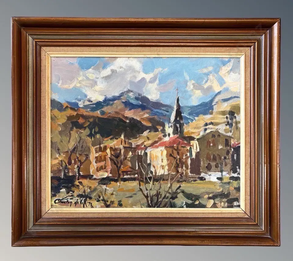 Gaston De Vel - Townscape, 1971, oil on board, 395x495mm Image 1++