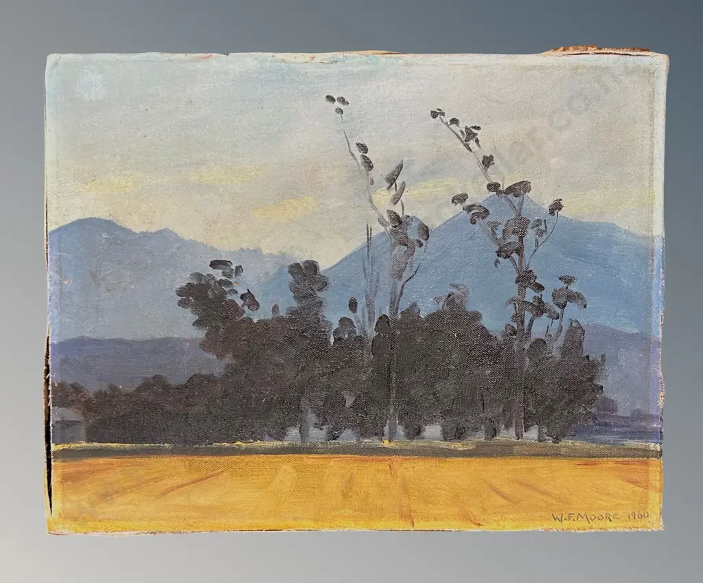 WF Moore - Torlesse Range from Darfield, oil on canvas, 280x360 Image 1++