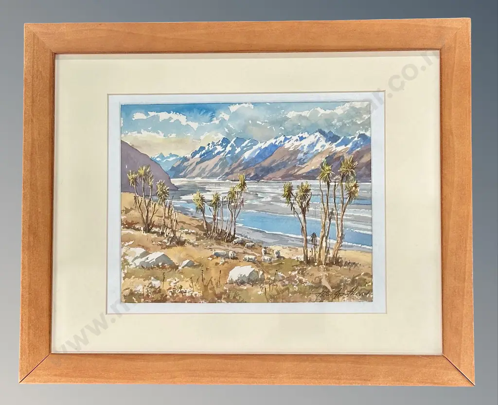 Aston Greathead - View up Rakaia Gorge, watercolour on paper 180x225mm Image 1++