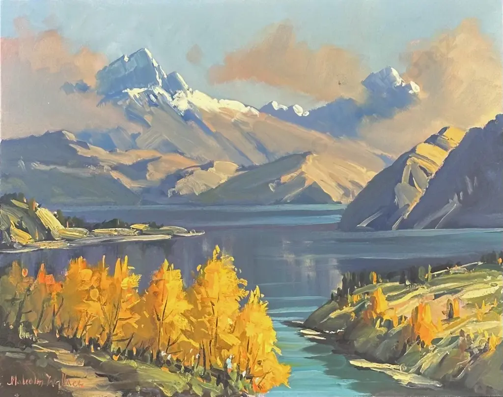 Malcolm Wallace - Lake Wanaka in Autumn, oil on board, 405x510mm Image 1++