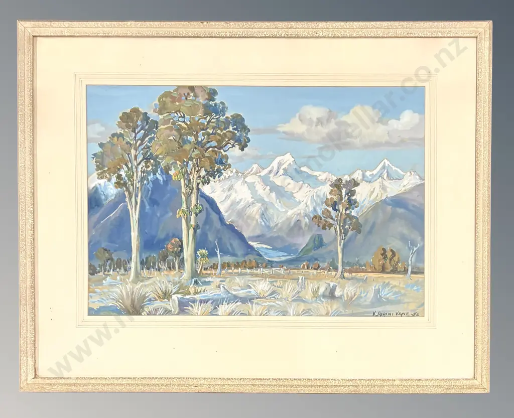 Kathleen Airini Vane - Frosty Morning Mt Tasman, gouache on paper, 350x520mm Image 1++