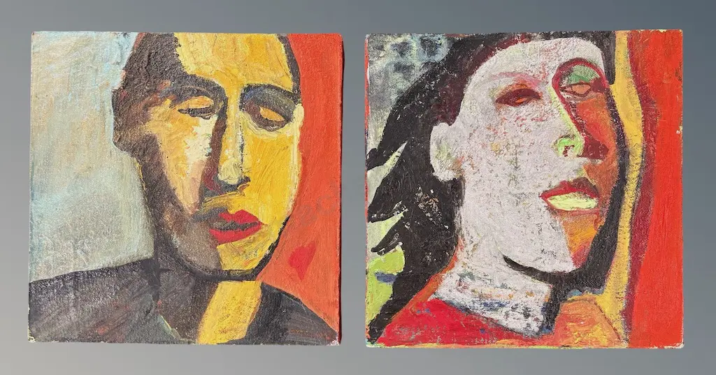 Jacqui Gibbs (2) - No Regrets, oil on board, 235x230x45mm (each) Image 1++