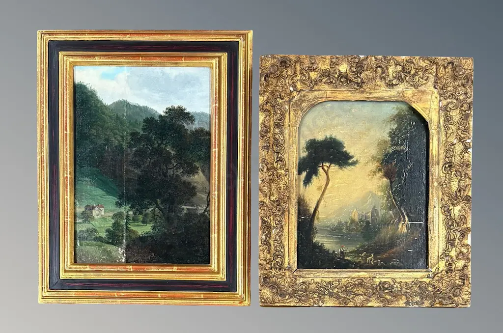 Two Early Oils in Ornate Gilt Frames, 330x230, 280x220mm Image 1++