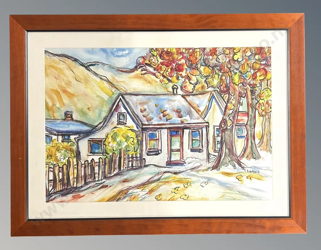 Lily Lewis - Cottage at Arrowtown Autumn, watercolour on paper, 380x560mm Image 1++