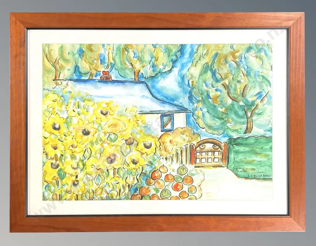 Lily Lewis - At The Cottage Gate in Spring, watercolour on paper, 390x570mm Image 1++