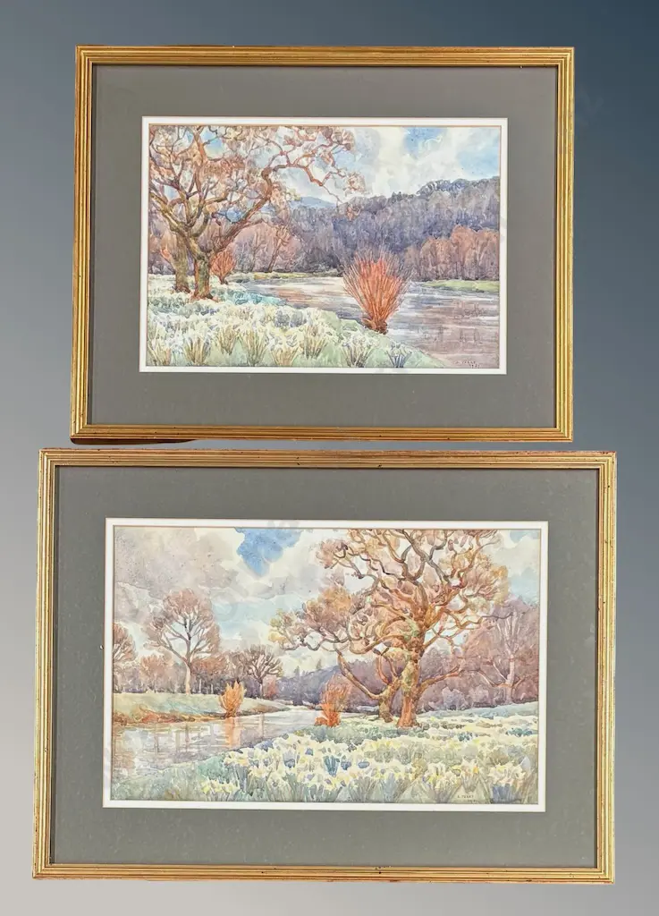 L Perry - Autumn Landscape (2), watercolour on paper, 1937/1940, 250x360mm, 280x430mm Image 1++