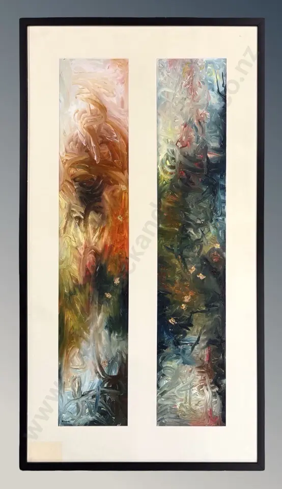 Mary Horn, Untitled Diptych, oil on paper, 970x185mm (each) Image 1++