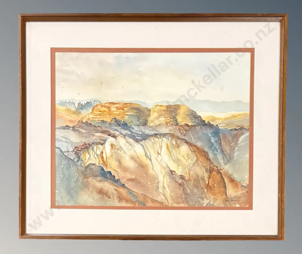 Joan Hardey - Bannockburn Cliffs, watercolour on paper, 360x455mm Image 1++