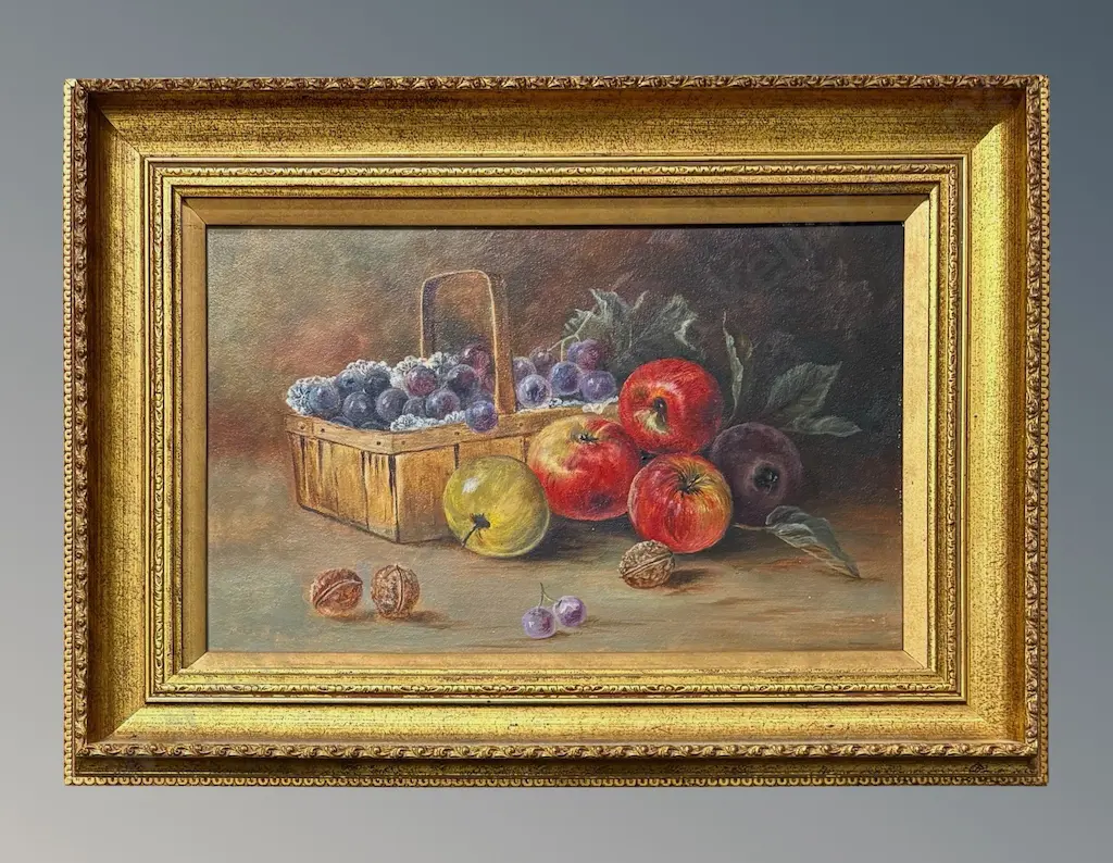 Unsigned - Still Life Fruit and Nuts, oil on board, 275x460mm Image 1++