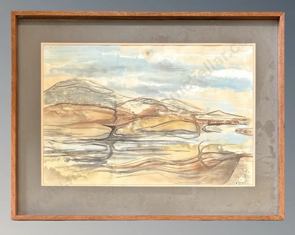 Unsigned - Rockscape, watercolour, Mary - Abstract Landscape, watercolour, A E Wildey - West Coast River, watercolour Image 1++