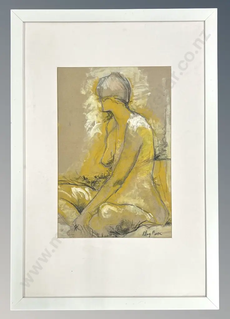 Hilary Manson - Yellow Nude, mixed media on paper, 560x370mm Image 1++