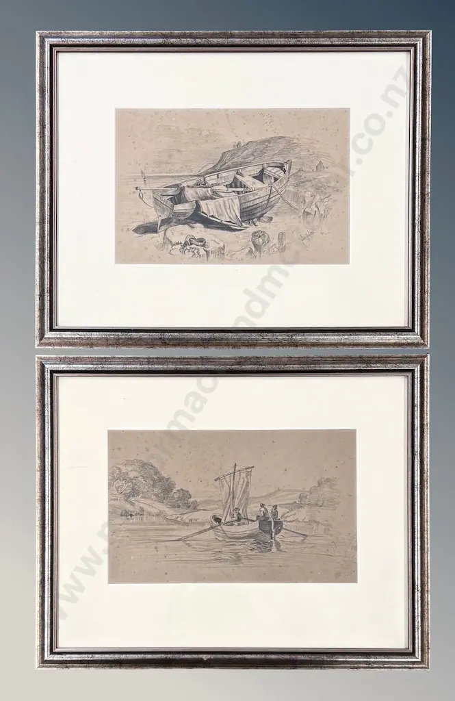 Julia Valden? (2) - Boat Scenes, graphite on paper, 175x285mm (each) Image 1++